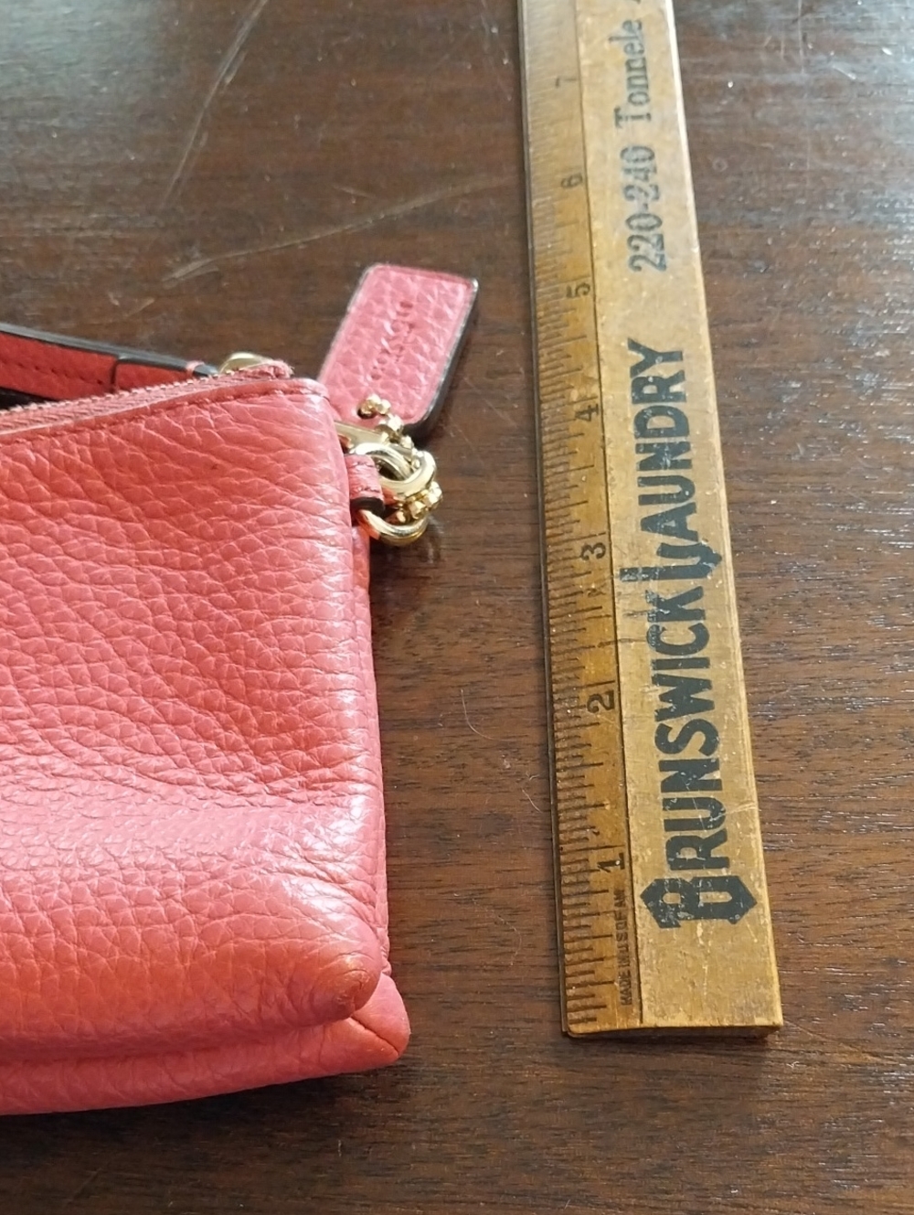 Coach Pebbled Leather Wristlet Wallet - Pinkish Red, Gently Loved - Picture 6 of 9